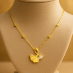 Collier GINKGO en ARGENT DORE S925